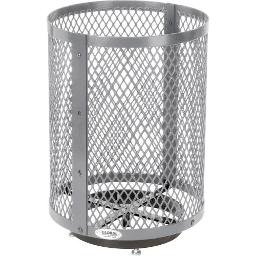 Global Industrial Outdoor Diamond Steel Trash Can With Flat Lid & Base, 36 Gallon, Gray 5 Global Industrial Outdoor Diamond Steel Trash Can With Flat Lid & Base, 36 Gallon, Gray - Image 5