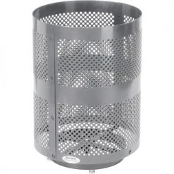 Global Industrial™ Outdoor Perforated Steel Trash Can With Flat Lid & Base, 36 Gallon, Gray -Cheap Trash & Recycling Store 261925GYD 04