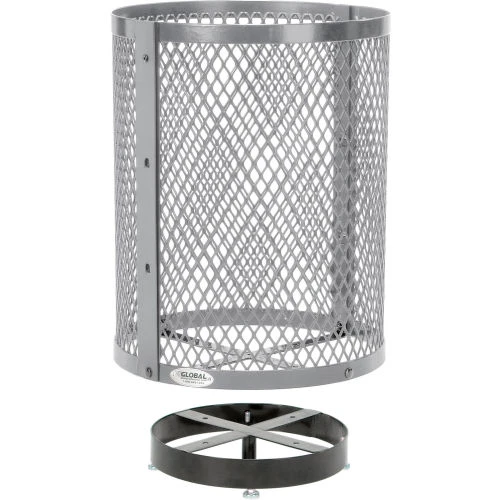 Global Industrial Outdoor Diamond Steel Trash Can W/Rain Bonnet Lid & Base, 36 Gallon, Gray 4 Global Industrial Outdoor Diamond Steel Trash Can W/Rain Bonnet Lid & Base, 36 Gallon, Gray - Image 4