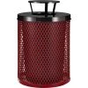 Global Industrial™ Outdoor Diamond Steel Trash Can With Rain Bonnet Lid, 36 Gallon, Red