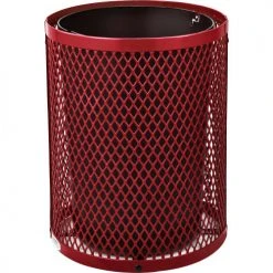 Global Industrial™ Outdoor Diamond Steel Trash Can With Rain Bonnet Lid, 36 Gallon, Red -Cheap Trash & Recycling Store 261926RD 03