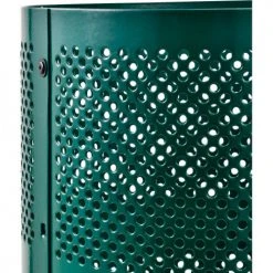 Global Industrial™ Outdoor Perforated Steel Trash Can With Rain Bonnet Lid, 36 Gallon, Green -Cheap Trash & Recycling Store 261927GN 06