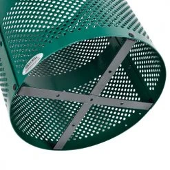 Global Industrial™ Outdoor Perforated Steel Trash Can With Rain Bonnet Lid, 36 Gallon, Green -Cheap Trash & Recycling Store 261927GN 08