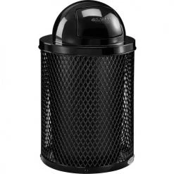 Global Industrial Outdoor Steel Diamond Trash Can With Dome Lid, 36 Gallon, Black
