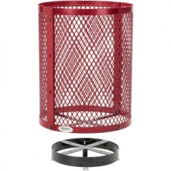 Global Industrial™ Outdoor Diamond Steel Trash Can With Dome Lid & Base, 36 Gallon, Red -Cheap Trash & Recycling Store 261948RDD 05