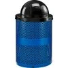 Global Industrial™ Outdoor Perforated Steel Trash Can With Dome Lid, 36 Gallon, Blue