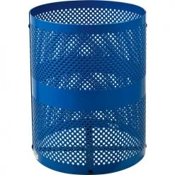 Global Industrial™ Outdoor Perforated Steel Trash Can With Dome Lid, 36 Gallon, Blue -Cheap Trash & Recycling Store 261949BL 03