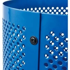 Global Industrial™ Outdoor Perforated Steel Trash Can With Dome Lid, 36 Gallon, Blue -Cheap Trash & Recycling Store 261949BL 05