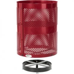Global Industrial™ Outdoor Perforated Steel Trash Can With Dome Lid & Base, 36 Gallon, Red -Cheap Trash & Recycling Store 261949RDD 03