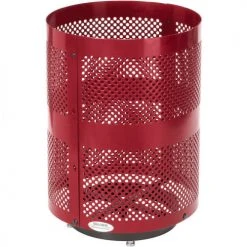 Global Industrial™ Outdoor Perforated Steel Trash Can With Dome Lid & Base, 36 Gallon, Red -Cheap Trash & Recycling Store 261949RDD 04