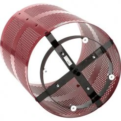 Global Industrial™ Outdoor Perforated Steel Trash Can With Dome Lid & Base, 36 Gallon, Red -Cheap Trash & Recycling Store 261949RDD 06