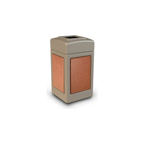 Commercial Zone PolyTec Square Waste Container, Beige with Sedona Stone Panels, 42-Gallon 1 Commercial Zone PolyTec Square Waste Container, Beige with Sedona Stone Panels, 42-Gallon