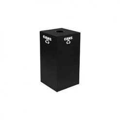Steel Recycling Container with Bottle & Can Opening - 28 Gal. Cap. Black