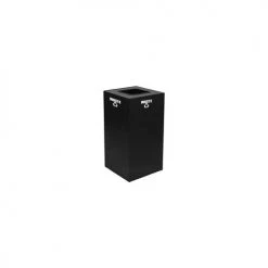 Steel Recycling Container with Waste Disposal Opening - 28 Gal. Cap. Black