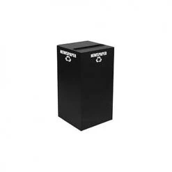 Steel Recycling Container with Paper Slot Opening - 32 Gal. Cap. Black