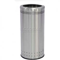 Commercial Zone Precision® Stainless Steel Round Open Top Imprinted Trash Can, 25 Gallon