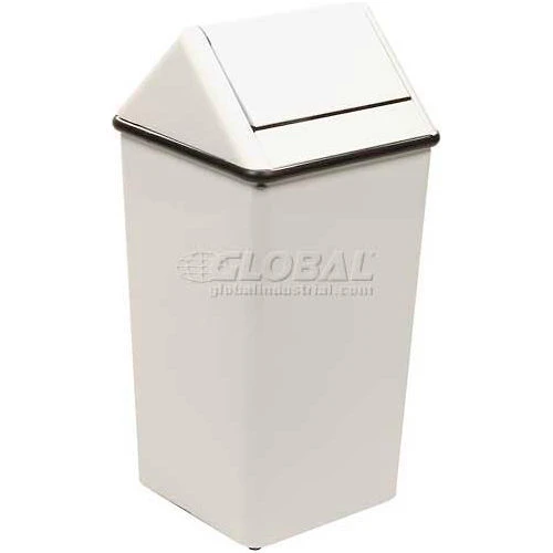 Witt Industries Witt Steel Square Swing Top Trash Can, 13 Gallon, White 1 Witt Industries Witt Steel Square Swing Top Trash Can, 13 Gallon, White