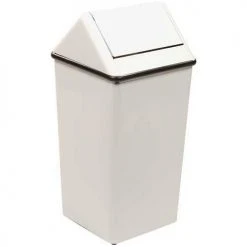 Witt Industries Witt Steel Square Swing Top Trash Can, 21 Gallon, White