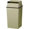 Witt Industries Witt Steel Square Security Trash Can W/Hinged Lid, 36 Gallon, Almond
