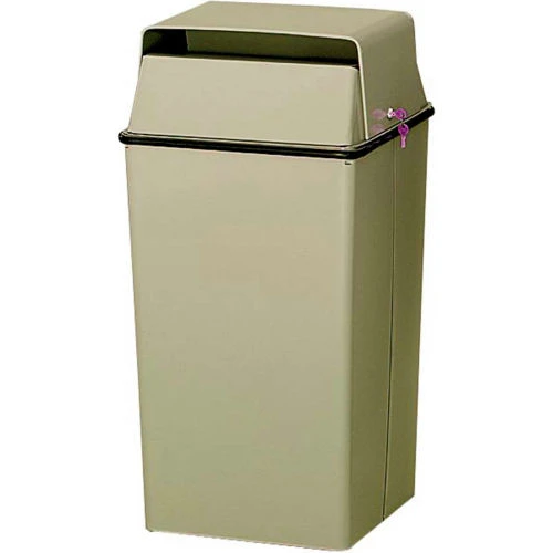 Witt Industries Witt Steel Square Security Trash Can W/Hinged Lid, 36 Gallon, Almond 1 Witt Industries Witt Steel Square Security Trash Can W/Hinged Lid, 36 Gallon, Almond