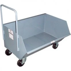 Modern Equipment Low-Profile Steel Hopper Truck With Side Scoop, 1/3 Cu. Yd. Cap, 1000 Lbs. Cap, Gray