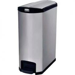 Rubbermaid® Slim Jim® 1902000 Stainless Steel Step On Can, End Step 24 Gallon - Black