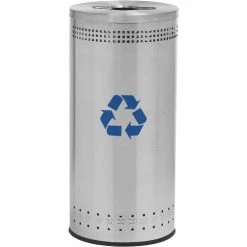 Commercial Zone Precision® Stainless Steel Round Open Top Imprinted Recycling Can, 25 Gallon