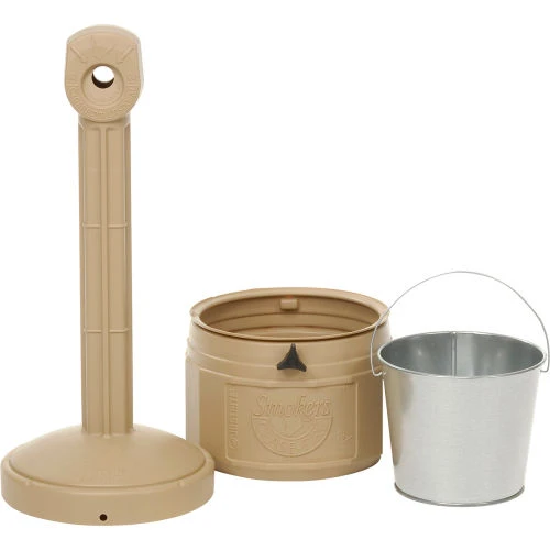 Justrite® Smokers Ceasefire® Plastic Outdoor Ashtray, 1 Gallon, Beige 2 Justrite® Smokers Ceasefire® Plastic Outdoor Ashtray, 1 Gallon, Beige - Image 2