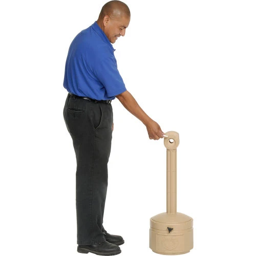 Justrite® Smokers Ceasefire® Plastic Outdoor Ashtray, 1 Gallon, Beige 3 Justrite® Smokers Ceasefire® Plastic Outdoor Ashtray, 1 Gallon, Beige - Image 3