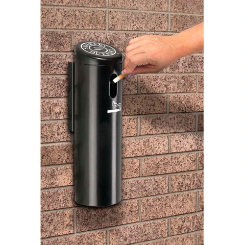 Commercial Zone Smokers' Outpost® Wall Mounted Ashtray with Swivel Lock, Black 2 Commercial Zone Smokers' Outpost® Wall Mounted Ashtray with Swivel Lock, Black - Image 2