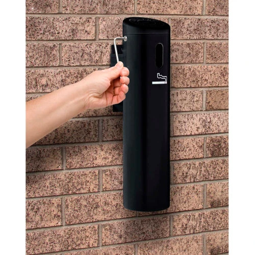 Commercial Zone Smokers' Outpost® Wall Mounted Ashtray with Swivel Lock, Black 3 Commercial Zone Smokers' Outpost® Wall Mounted Ashtray with Swivel Lock, Black - Image 3