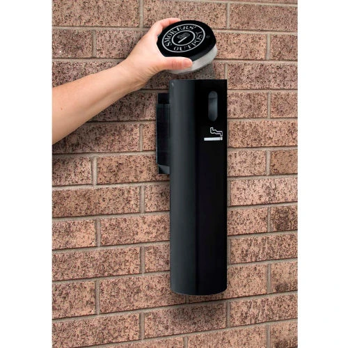 Commercial Zone Smokers' Outpost® Wall Mounted Ashtray with Swivel Lock, Black 4 Commercial Zone Smokers' Outpost® Wall Mounted Ashtray with Swivel Lock, Black - Image 4