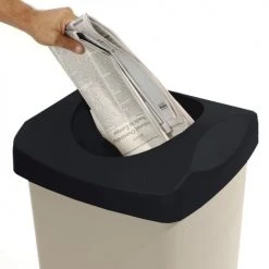 Lid for 23 Gallon Square Rubbermaid Waste Receptacle - Black -Cheap Trash & Recycling Store 498438BK 02