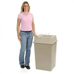 35 Gallon Square Rubbermaid Waste Receptacle - Beige -Cheap Trash & Recycling Store 498515BG 08