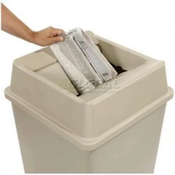35 Gallon Square Rubbermaid Waste Receptacle - Beige -Cheap Trash & Recycling Store 498515BG 09