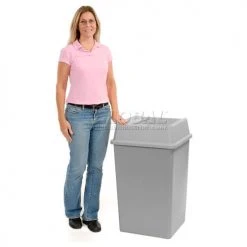50 Gallon Square Rubbermaid Waste Receptacle - Gray -Cheap Trash & Recycling Store 498515GY 08