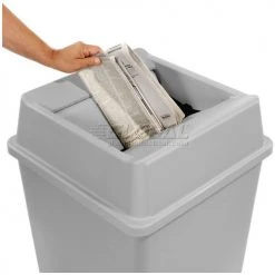 50 Gallon Square Rubbermaid Waste Receptacle - Gray -Cheap Trash & Recycling Store 498515GY 09