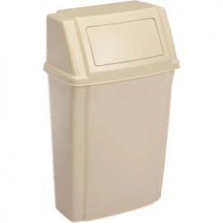 Rubbermaid Wall Mount Trash Can with Swing Lid Beige