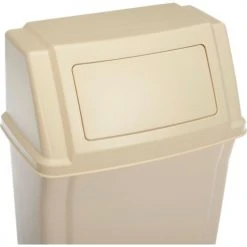 Rubbermaid Wall Mount Trash Can with Swing Lid Beige -Cheap Trash & Recycling Store 498570BG 04