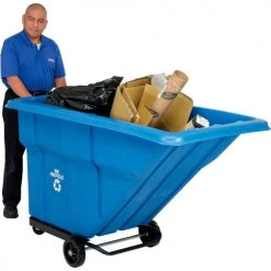 Global Industrial™ Standard Duty Plastic Recycling Tilt Truck 1 Cu. Yd. Cap, 1000 Lbs Cap, Blue -Cheap Trash & Recycling Store 501601X 04