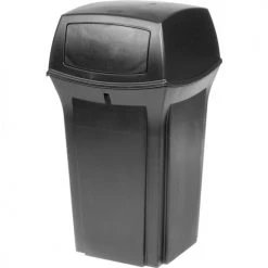 Rubbermaid® Plastic Square 2 Door Trash Can, 35 Gallon, Black