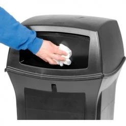 Rubbermaid® Plastic Square 2 Door Trash Can, 35 Gallon, Black -Cheap Trash & Recycling Store 501985BK 02