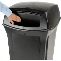 Rubbermaid® Plastic Square 2 Door Trash Can, 45 Gallon, Black -Cheap Trash & Recycling Store 501986BK 06