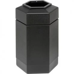 Commercial Zone PolyTec™ Open Top Hex Waste Container, Black, 30-Gallon