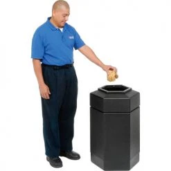 Commercial Zone PolyTec™ Open Top Hex Waste Container, Black, 30-Gallon -Cheap Trash & Recycling Store 603550BK 02
