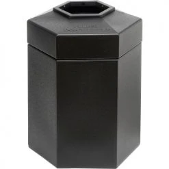 Commercial Zone PolyTec™ Open Top Hex Waste Container, Black, 45-Gallon