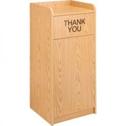 Global Industrial™ 36 Gallon Wooden Waste Receptacle With Tray Top Oak