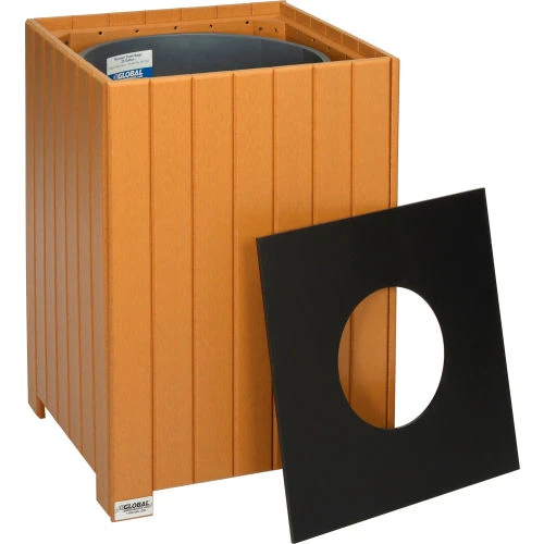 Global Industrial Recycled Plastic Square Trash Can With Liner, 32 Gallon, Cedar 2 Global Industrial Recycled Plastic Square Trash Can With Liner, 32 Gallon, Cedar - Image 2