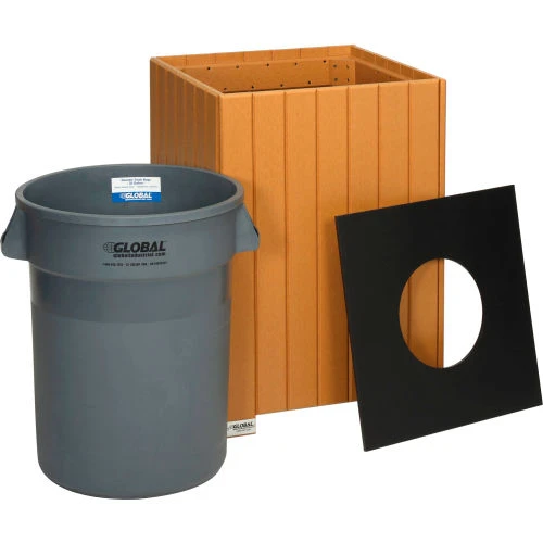 Global Industrial Recycled Plastic Square Trash Can With Liner, 32 Gallon, Cedar 4 Global Industrial Recycled Plastic Square Trash Can With Liner, 32 Gallon, Cedar - Image 4