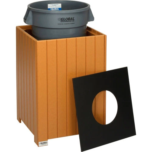 Global Industrial Recycled Plastic Square Trash Can With Liner, 32 Gallon, Cedar 7 Global Industrial Recycled Plastic Square Trash Can With Liner, 32 Gallon, Cedar - Image 7
